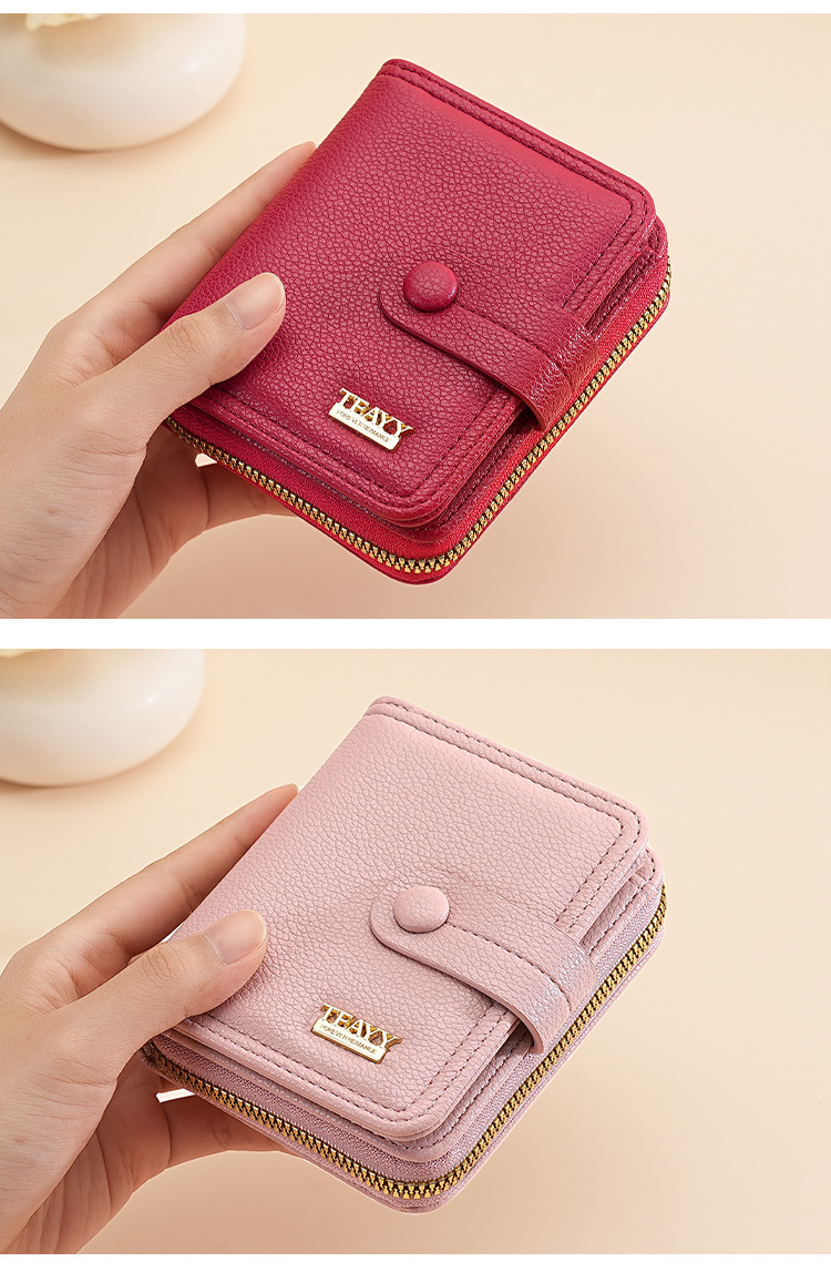 Small Wallets Bags Type 1 Piece Quantity Unisex Solid Color Pu Leather Side Zipper Wallets