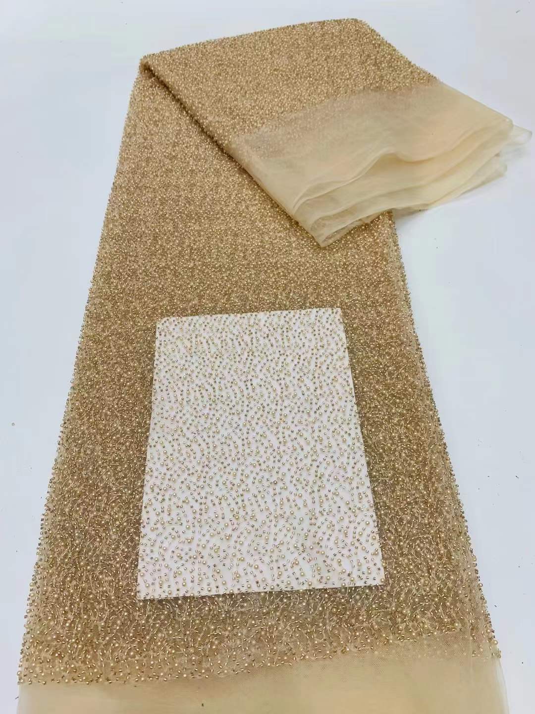 Cifrado tubo burbuja de cuentas bordado velo de novia vestido de tela en stock vestido de baile tela de encaje JX3404