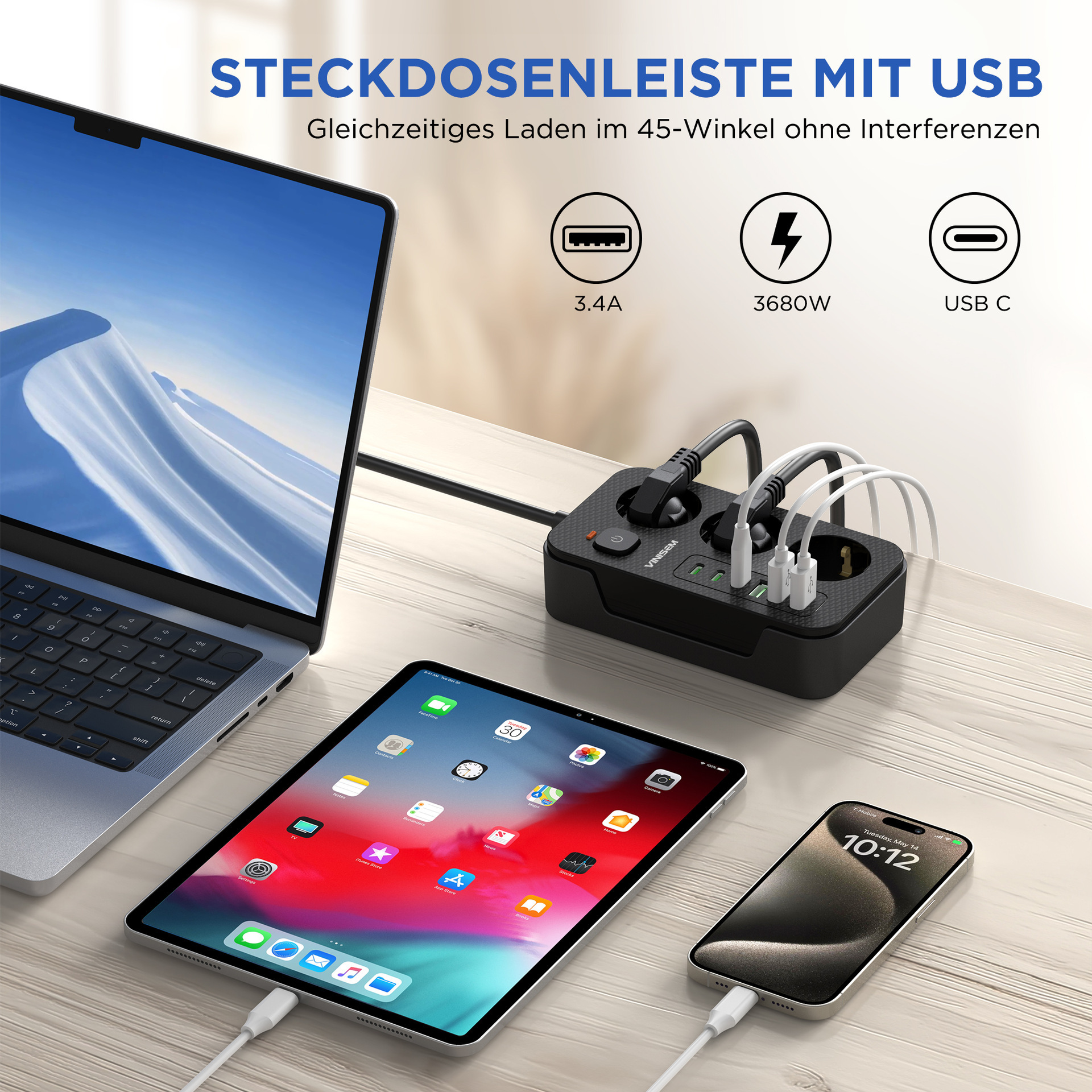 Comercio electrónico comercio exterior estándar europeo conector de fila con conector de tres puertos USB tipo C conector de fila transfronterizo negro poroso