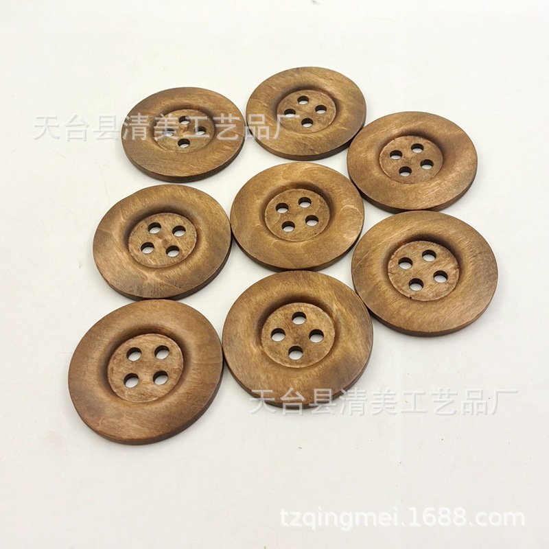 50mm de cuatro ojos borde fino/ancho borde botón de la capa decorativa de madera botón de la capa 10 piezas de un paquete