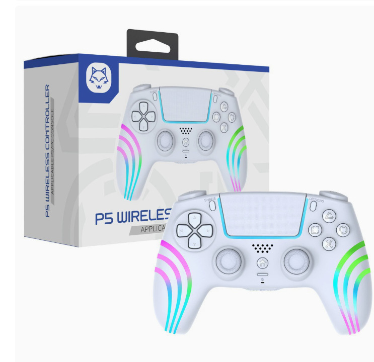 Control de juegos transfronterizo PS5 Bluetooth Hall Trigger PS5 Gamepad con luz RGB controlador inalámbrico