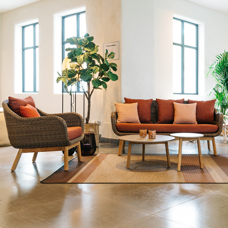 Sofá de exterior para patio, jardín, casa de huéspedes, muebles de ocio, balcón al aire libre, conjunto de sofás de ratán impermeables y resistentes al sol