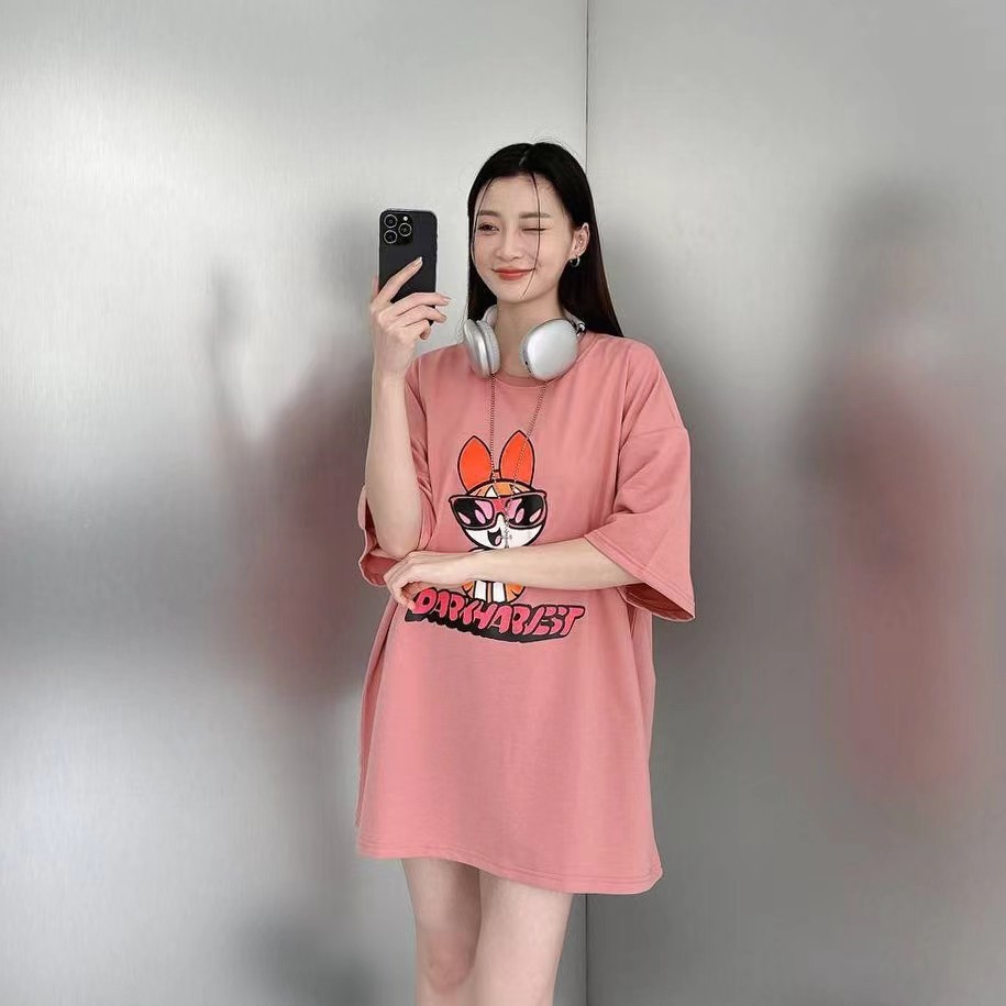 순수 코튼 백 백 칼라 여름 새로운 미국 하이 스트리트 만화 애니메이션 인쇄 라운드 넥 짧은 소매 티셔츠 커플 도매