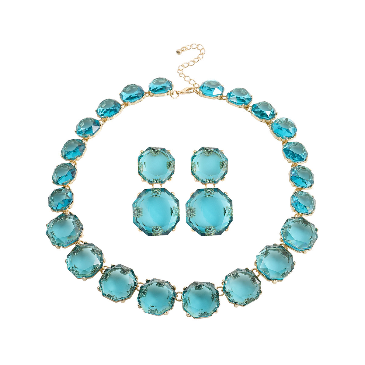 85g Weight Rhinestones Inlay Material Earrings, Necklace Classification Daily Occasion Alloy Material Geometric Pattern Women'S Gender Inlay Design Fashion Style Fashion Geometric Alloy Inlay Rhinestones Women's Earrings Necklace 7