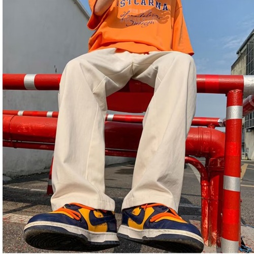 Men's Spring Trendy Casual Loose Straight Leg Fashion Streetwear Denim Pants with Long Length