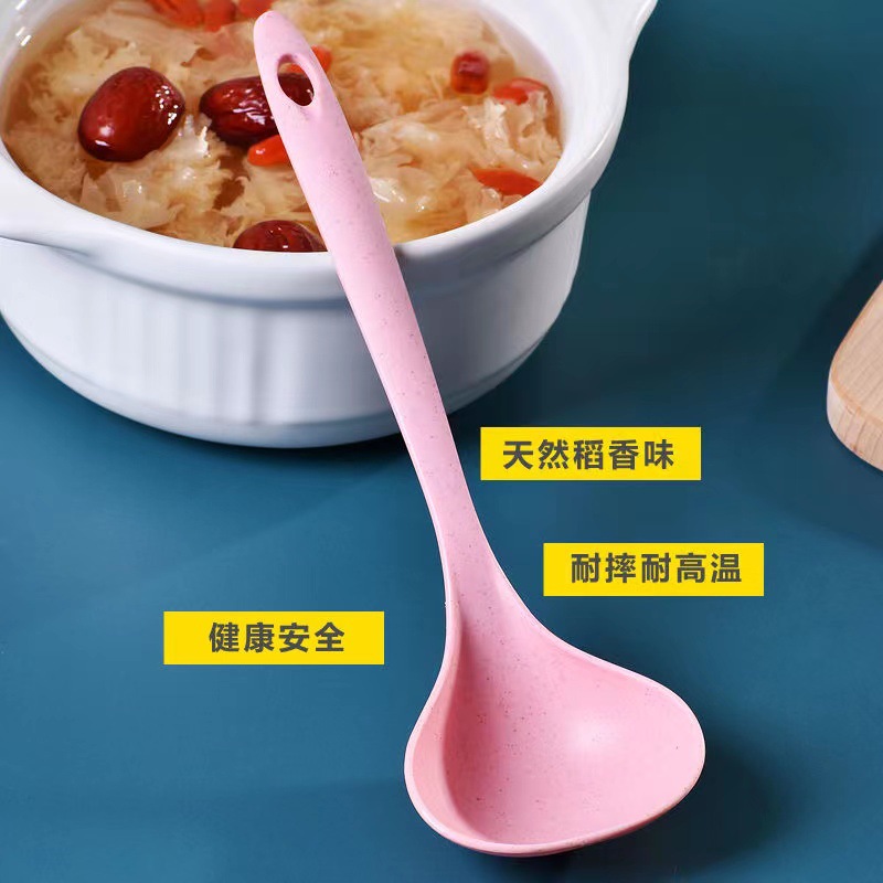 Estilo nórdico mango largo cuchara de sopa hogar cocina gachas de avena cuchara redonda grande cuchara de plástico vajilla de cerámica