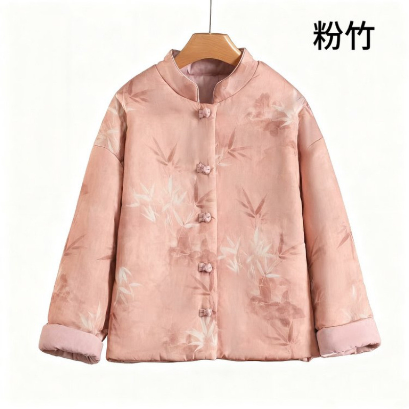 新款妈妈秋冬国风棉服外套中老年女气质时尚洋气流行薄款棉衣上衣|undefined