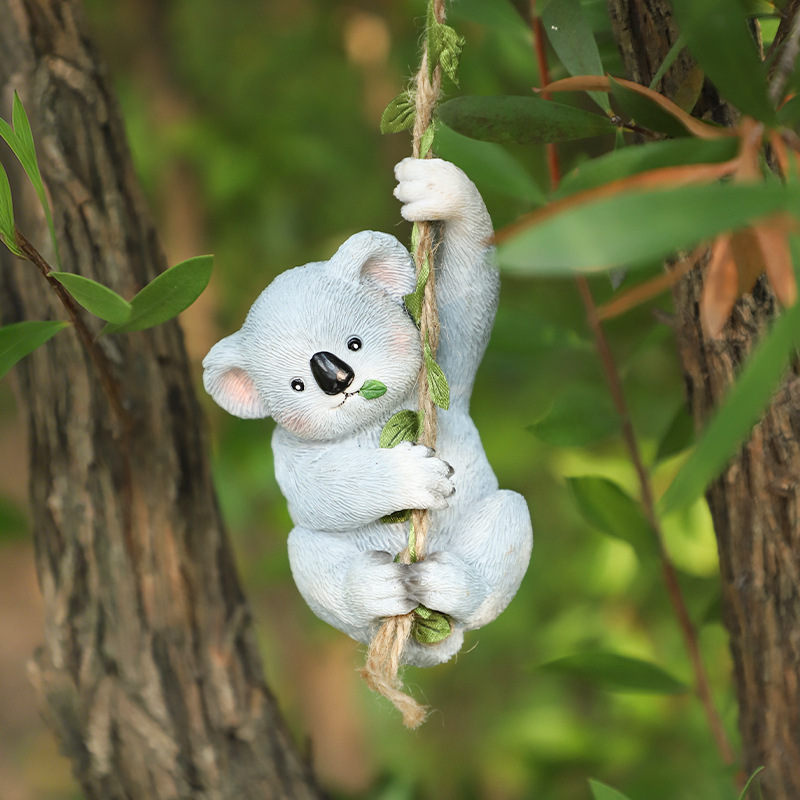 Jardín al aire libre simulación mono koala resina jardinería micro paisaje colgante jardín creativo decoración del patio colgante