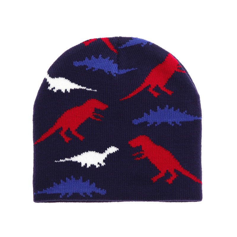 Boy'S Gender Acrylic Fabric Boy's Cute Dinosaur Jacquard Wool Cap