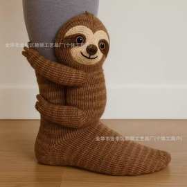 跨境新品动物袜圣诞针织地板袜保暖袜Knit Crocodile Socks立体袜