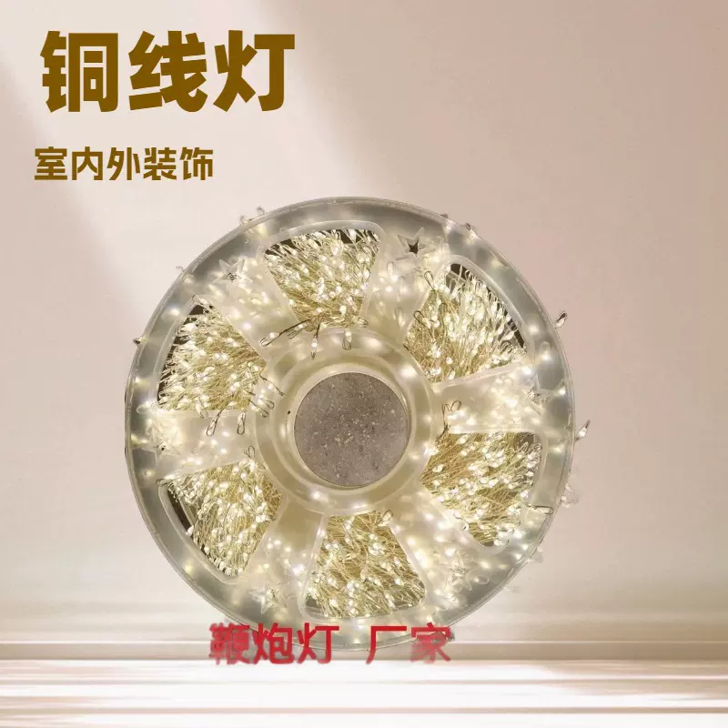 跨境LED鞭炮灯铜线灯串蜈蚣脚室内外庭院圣诞树装饰场景布置彩灯