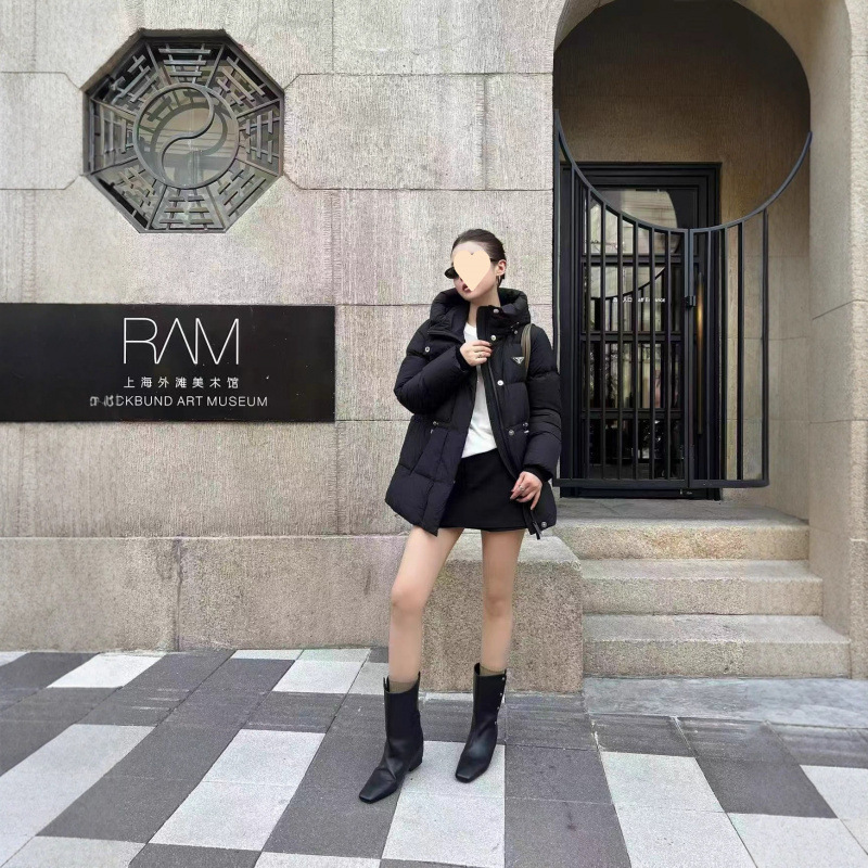 mm家5ss秋冬新款连帽羽绒服外套腰间抽绳收腰设计经典倒三角点缀|undefined