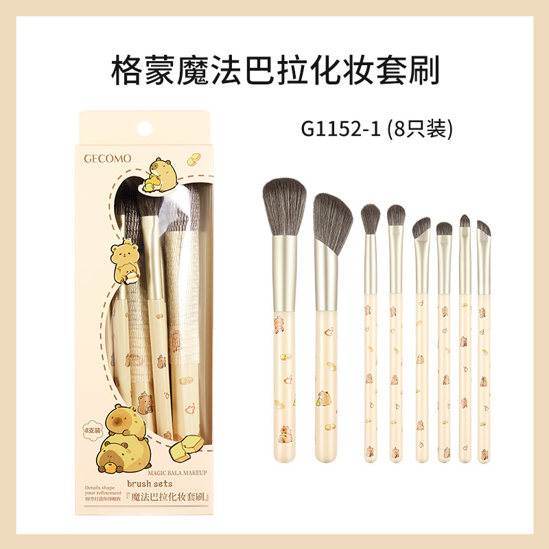 GECOMO set de cepillo de maquillaje blush cepillo de sombra de ojos cepillo de reparación 8 piezas set cepillo no comer polvo herramientas de maquillaje