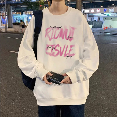 Men's Hongfeng Round Neck Sweatshirt Spring and Autumn Season Trend Brand Loose Jacket Versatile Stylish Couple Base Shirt Long Sleeve T-Shirt