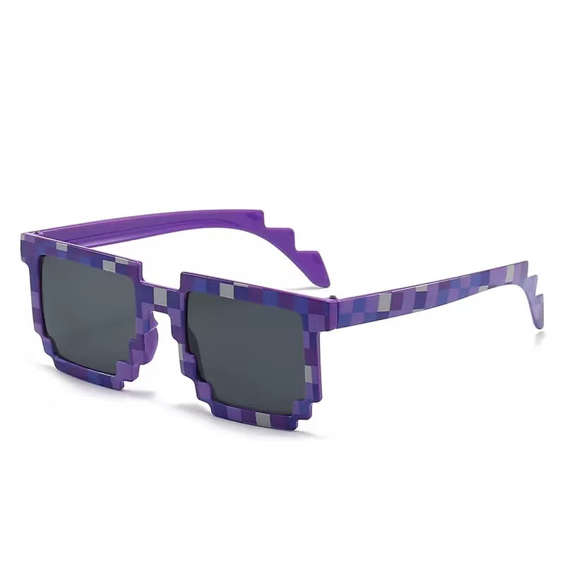 Mosaico gafas gafas de sol bidimensionales chatter personalidad gafas de sol de píxeles de fiesta reticular gafas de viento de píxeles rojos