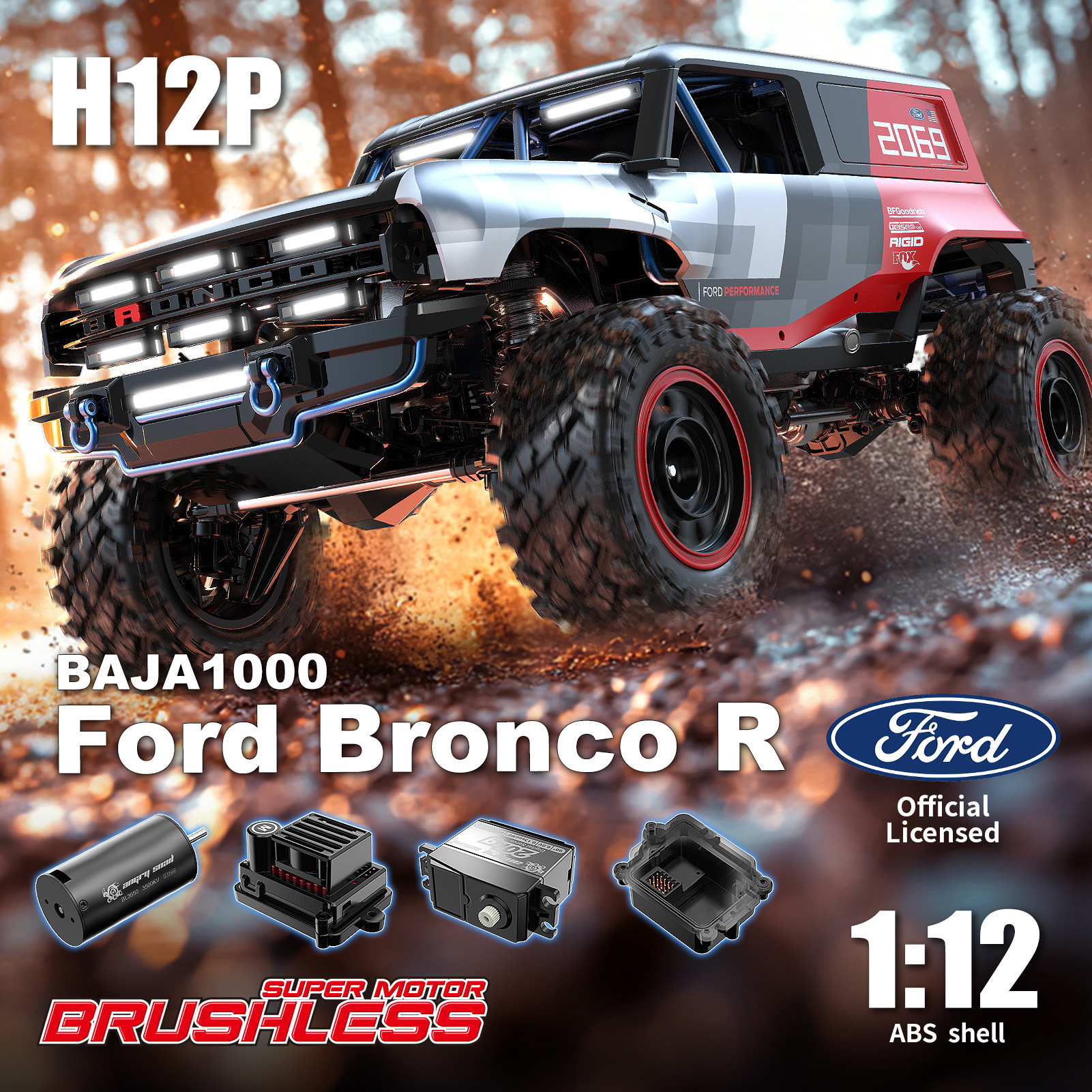 H12P Remote Control Car 1:12 Brushless Motor High-Speed Big-Foot Climbing Off-Road Vehicle Rc Full-Scale Electric Toy