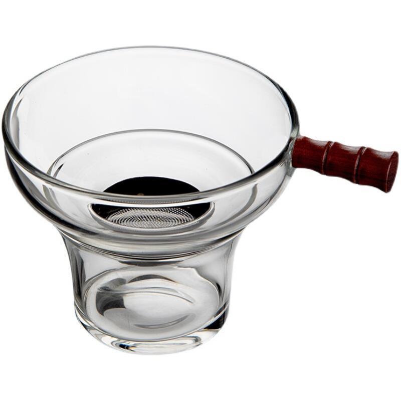 Filtro de té de vidrio transparente de alta borosilicona grueso resistente al calor de acero inoxidable para el hogar de bambú y madera accesorios de filtro de kung fu