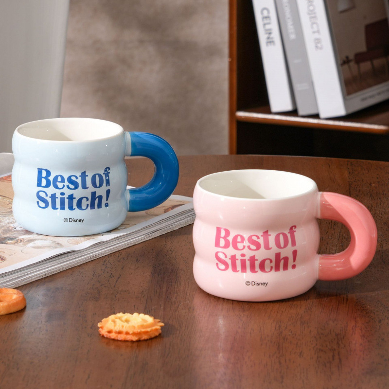 Auténtica licencia Stitch marca tazas nuevas tazas de cerámica de niñas con tapa tazas de agua tazas de pareja tazas de cumpleaños