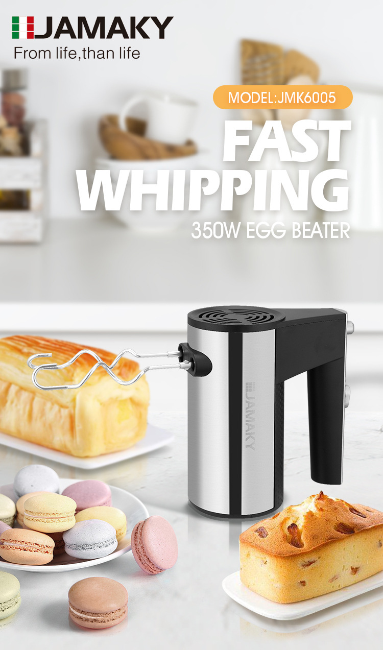 JAMAKY Home Frusta elettrica portatile Frusta ad alta potenza regolabile a 5 velocità e miscelatore per crema di farina_voghion.com