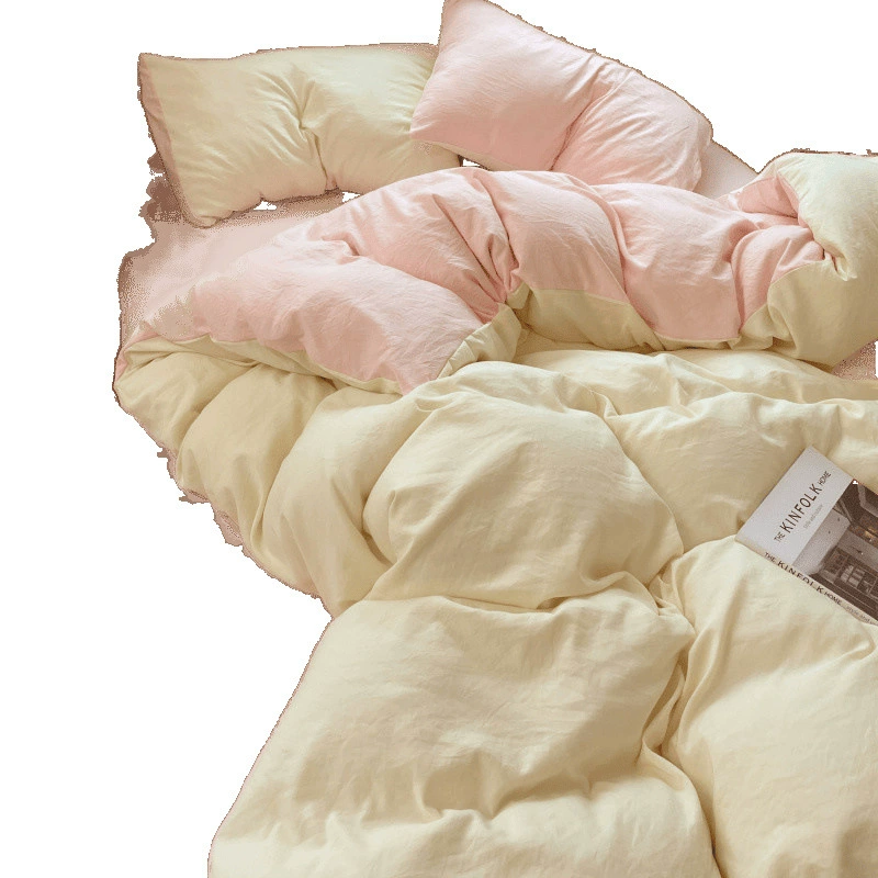 [Collected by 453,000 people] Category A maternal and infant grade, super soft washed brushed sheets for sleeping naked, four-piece set of fitted sheets and quilts