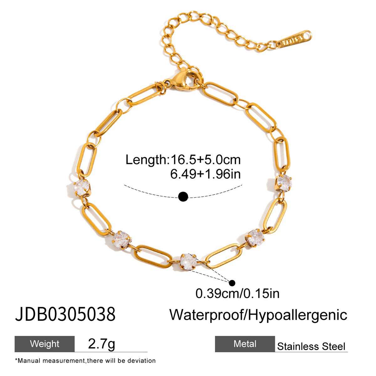 Jeding brazalete con hebilla de diamantes de imitación de acero inoxidable europeo y americano, joyería ligera de lujo de alta gama, joyería de acero de titanio para mujer que no se desvanece, transfronteriza image 7
