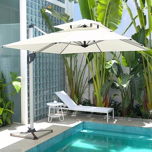 Outdoor umbrellas white solar villa courtyard wind-resistant coffee shop milk tea shop door stall Roman umbrellas