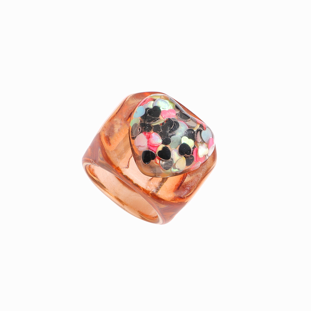 Versión Coreana Del Anillo De Resina Romántico Color Caramelo Anillo De Amor Estrellado Tridimensional display picture 5