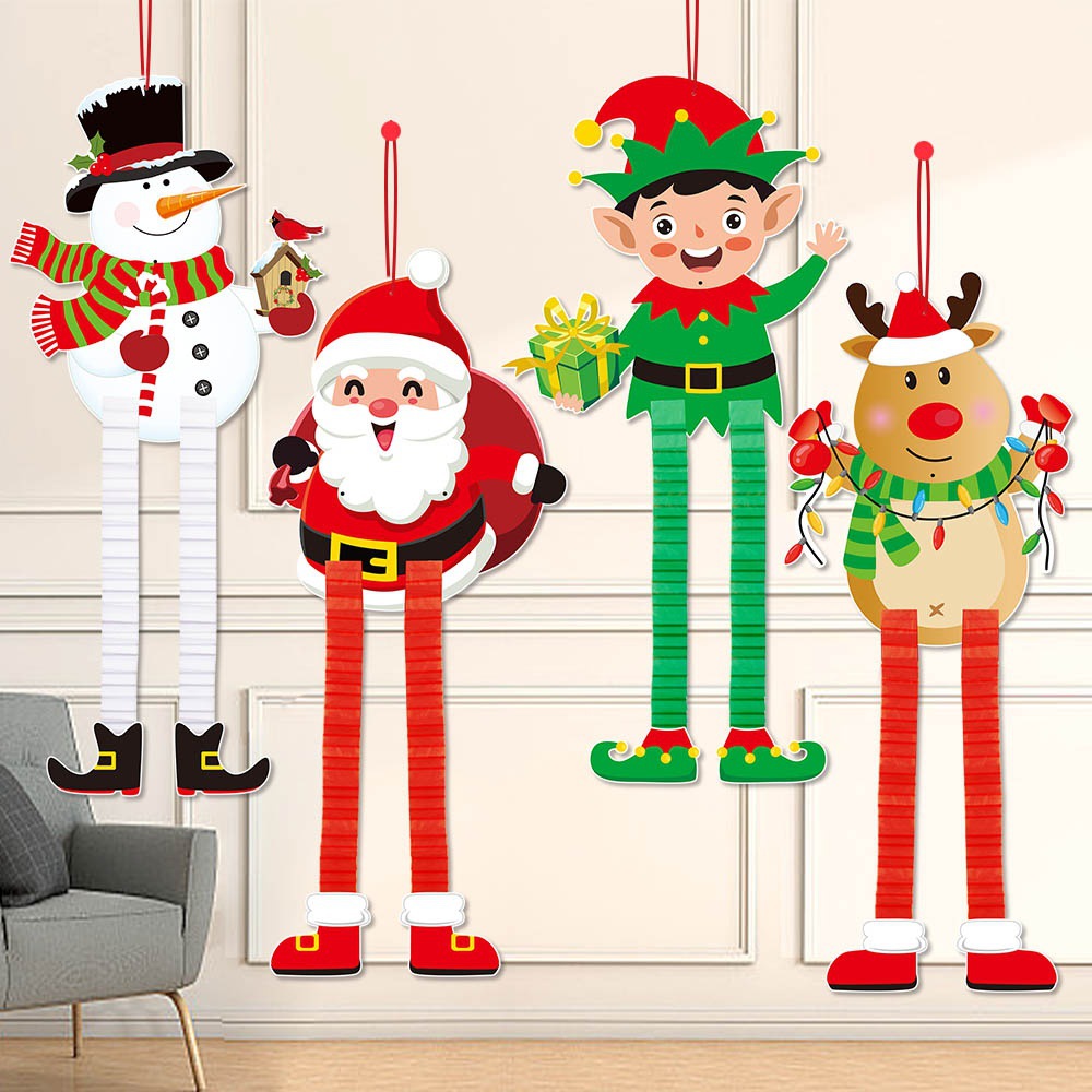 Nuevos productos transfronterizos Navidad colgante retráctil fiesta panal retráctil Santa decoración muñeco de nieve alce