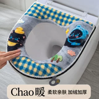 马桶垫四季通用全包卫生间毛绒坐垫厚款家用厕所拉链款高档座垫圈