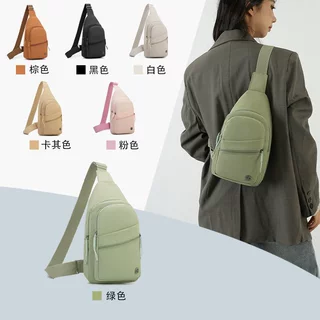 日系简约女士胸包大容量纯色休闲单肩包多隔层百搭户外运动斜挎包
