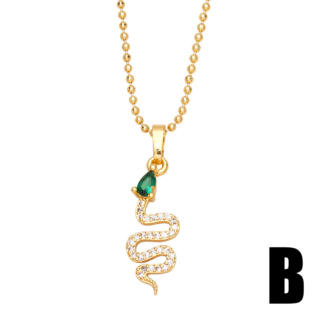 new animal snake pendant copper gold-plated inlaid zircon necklace