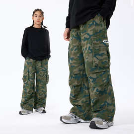 DK童装25秋季女男童迷彩伞兵工装裤直筒裤儿童中大童酷帅休闲长裤