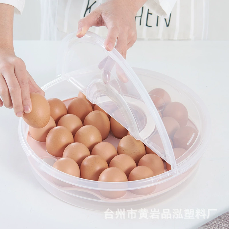 Круглый портативный складной ящик для яиц на 30 отсеков с ручкой и крышкой для хранения продуктов