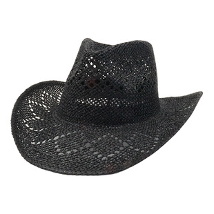 Amazon Spring and Summer Men and Women's New Hollow Straw Hat Sun Hat Cowboy Hat Sun Shade Beach Hat