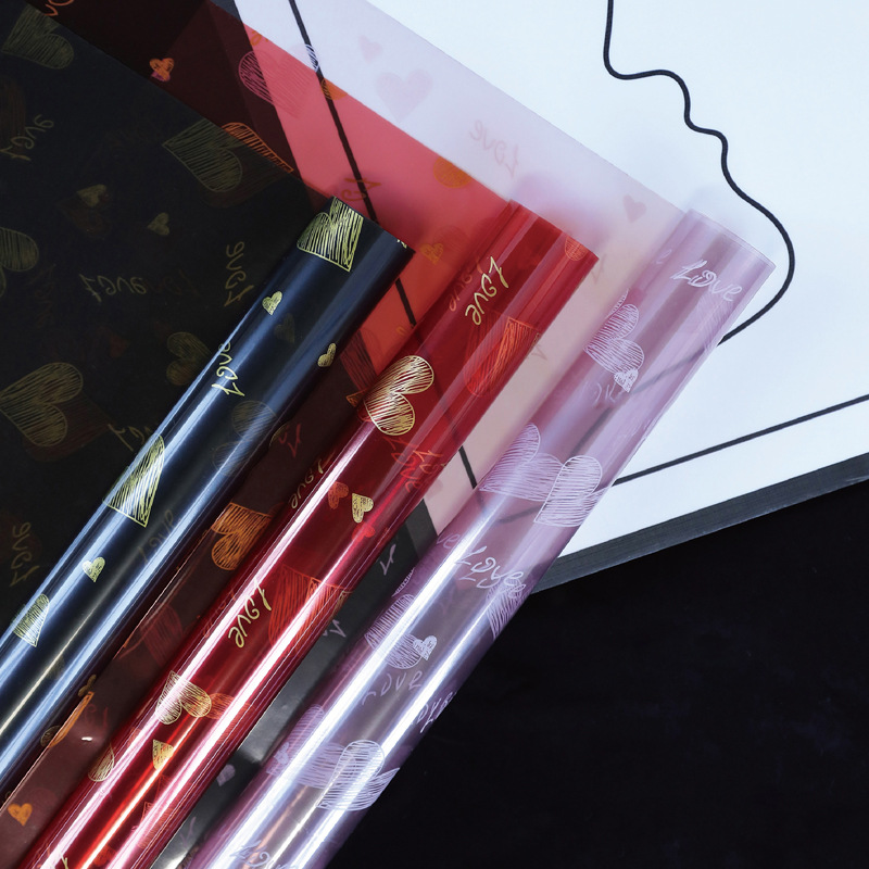 Li Zhi Ran Día de San Valentín Romántico amor impermeable papel de embalaje de flores papel de cristal transparente papel de envoltura