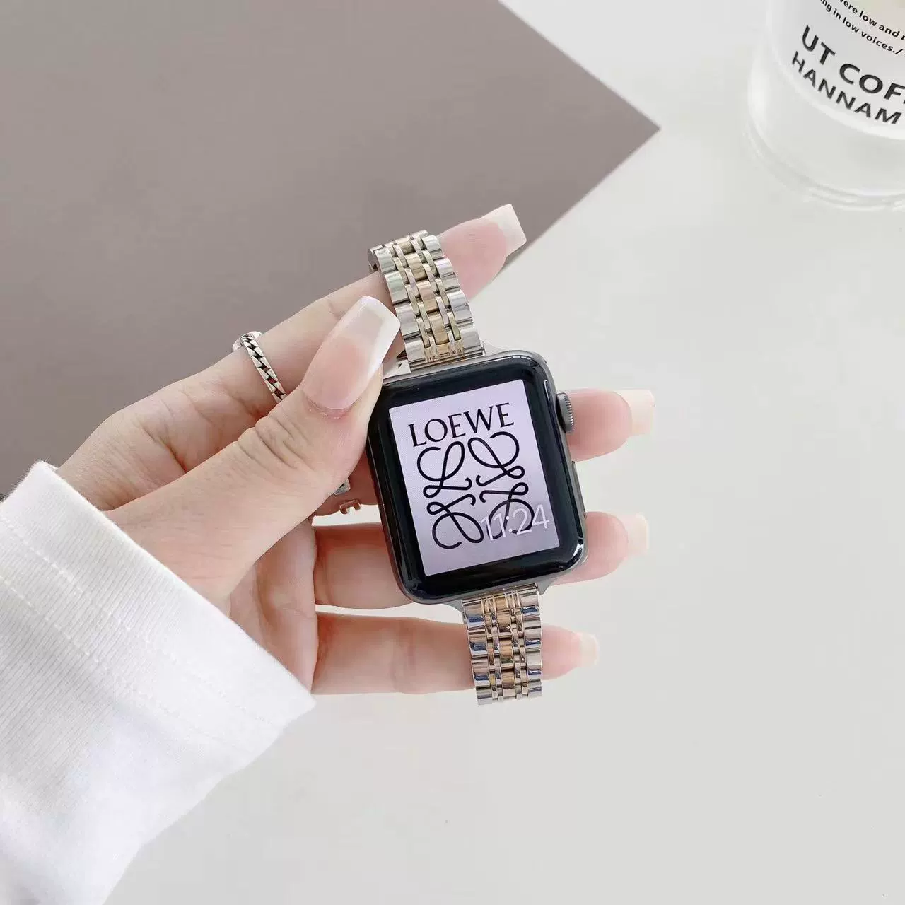 Подходит для Apple Watch5678910 ремешок для часов iwatch семь бусин маленькая талия нержавеющая сталь металлический ремешок