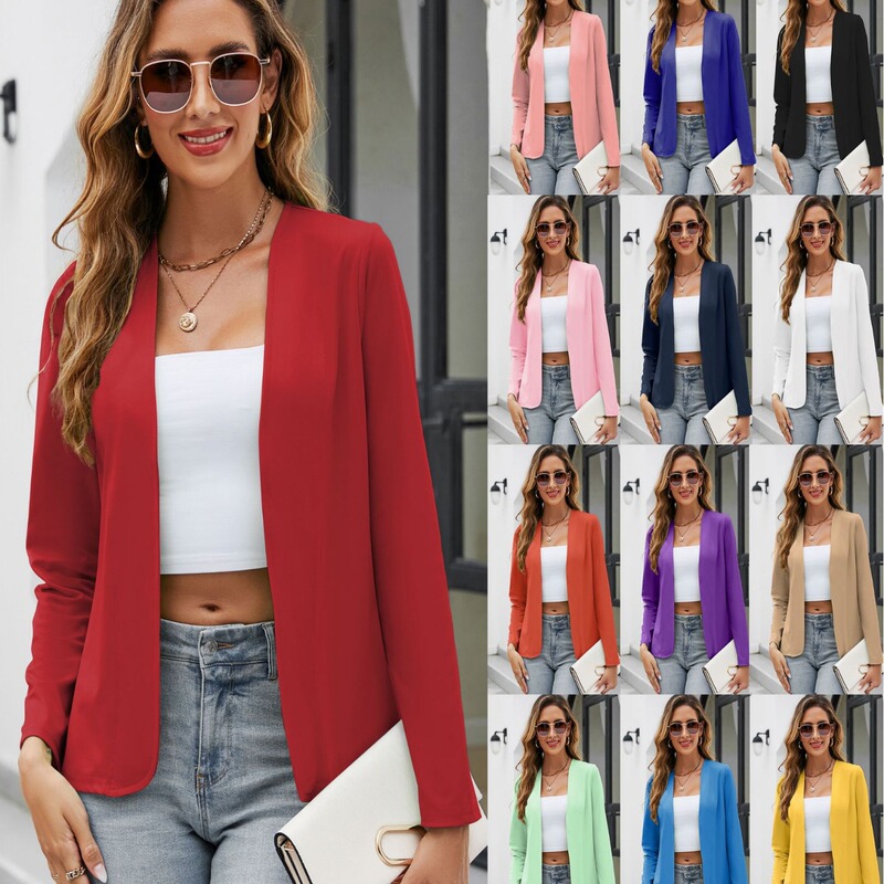 2023 new wide Amazon AliExpress cross-border European and American women's top solid color coat back suit split suit 2023 new wide Amazon AliExpress cross-border European and American women's top solid color coat back suit split suit