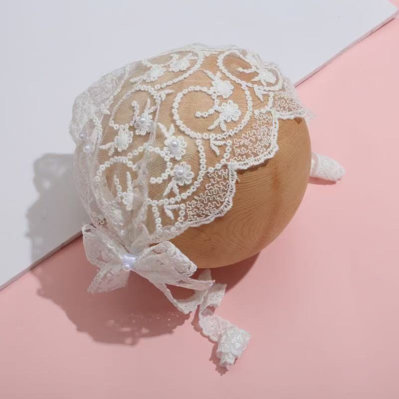 Spring and summer children's baby girl newborn palace hat bow lace…