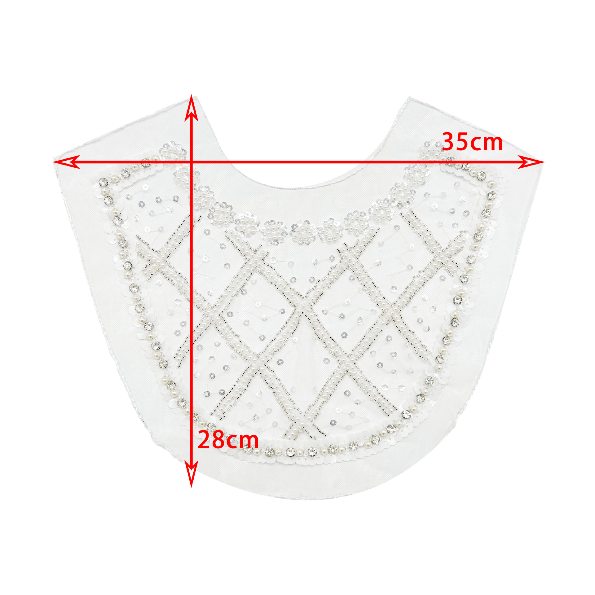 Vestido de mujer al por mayor cuello de perla de costura de malla de hilo de ropa infantil cuello delantero y trasero diy accesorios de encaje de diamante image 4