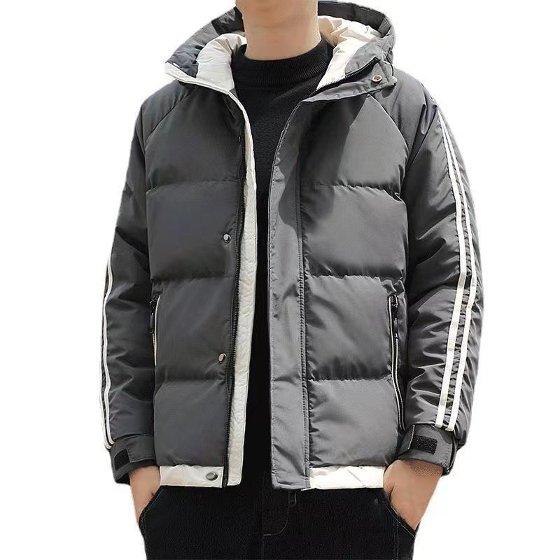 Chaqueta acolchada de algodón para hombres 2023 Invierno nueva chaqueta acolchada de algodón marca de moda corta a prueba de viento cálido Abrigo acolchado de algodón engrosado chaqueta con capucha