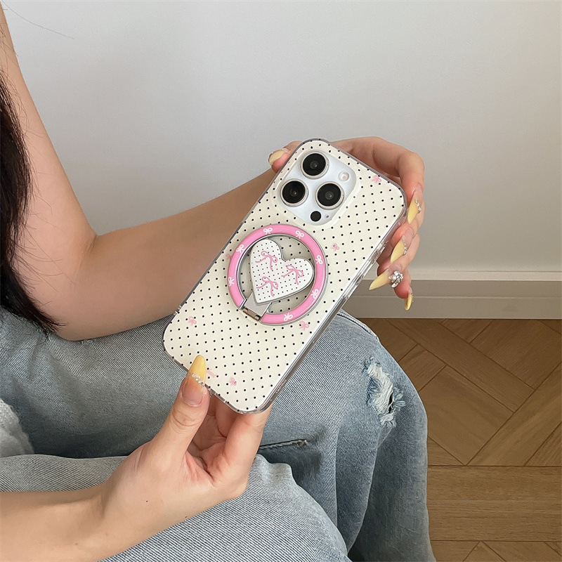 极简波点爱心蝴蝶结磁吸适用iPhone17苹果16ProMax/15/14手机壳女|undefined