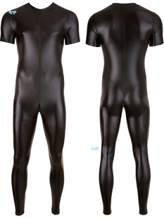 Men's Sexy Short Sleeved Jumpsuit with Double Zipper Cross-Border