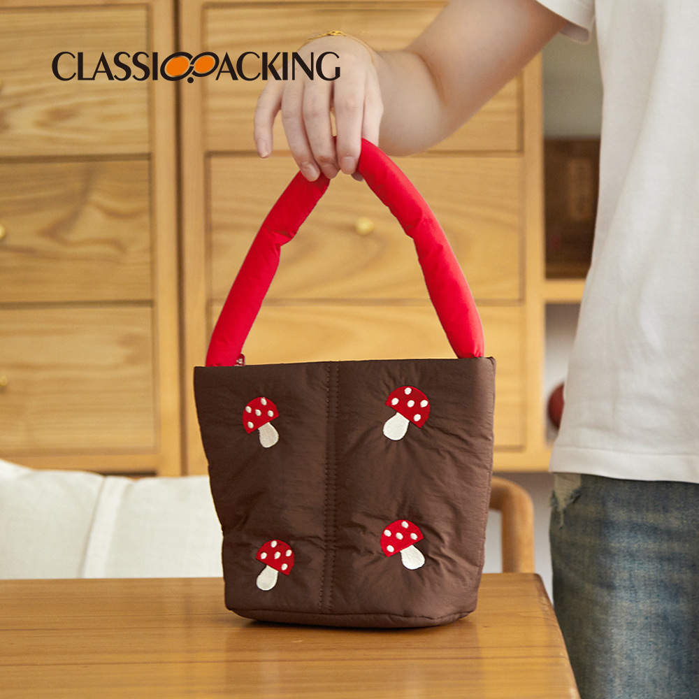 2023 nuevo bolso bordado impresión artesanal cubo bolsa japonés simple portátil bolso de las mujeres logotipo imprimible