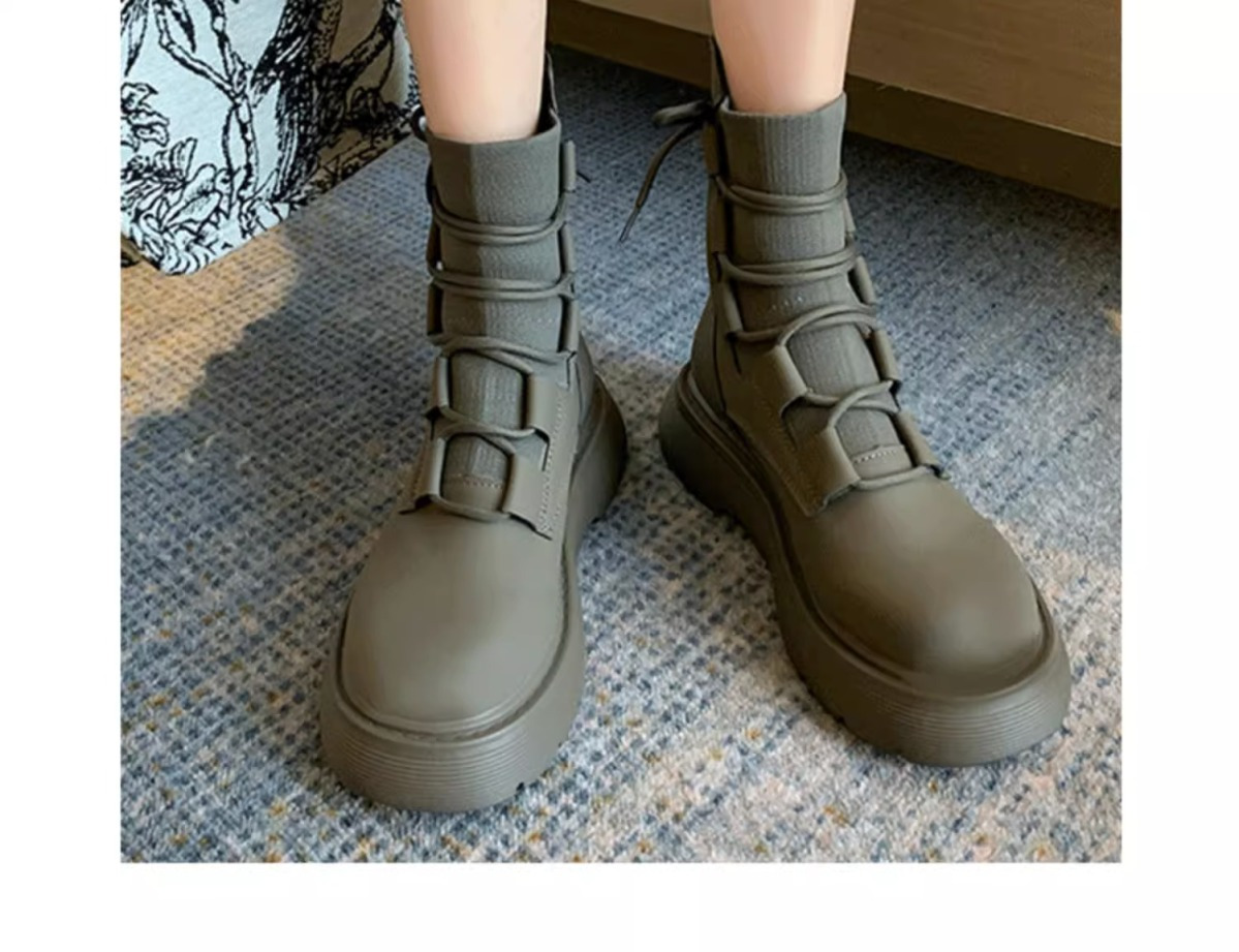 British Style Martin Boots Women’s Thick-soled Knitted Casual Shoes_voghion.com