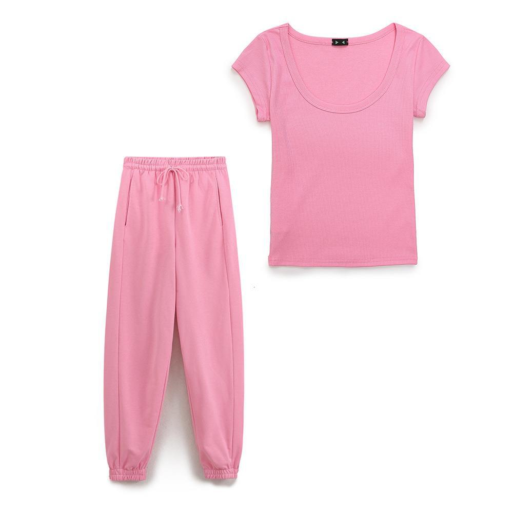 TAOP & ZA Summer New Women's Casual Crewneck Rib T-shirt 4174354 Heavy Cotton Jogging Pants 3253335