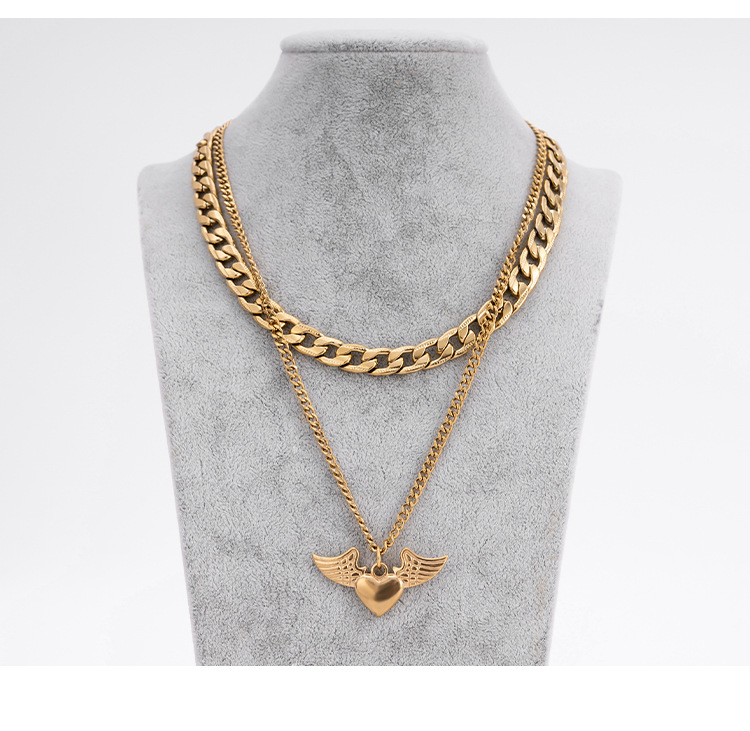 New Multi layered Exquisite Multiple Chains Layered Heart shaped Pendant Long Necklace Set_voghion.com