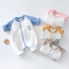 Baby Bodysuit Spring Outfit Pure Cotton Warm Sleepwear Spring Fleece for Boys and Girls Baby Clothes Spring and Autumn Long Sleeve Harem Pants Climbing Suit