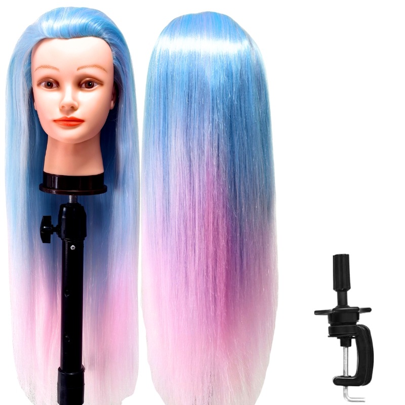 Training Head, modelo de peluca de seda de alta temperatura, práctica de cabeza, peluquería, corte de cabello, enseñanza, educación, modelo de cabeza de enseñanza