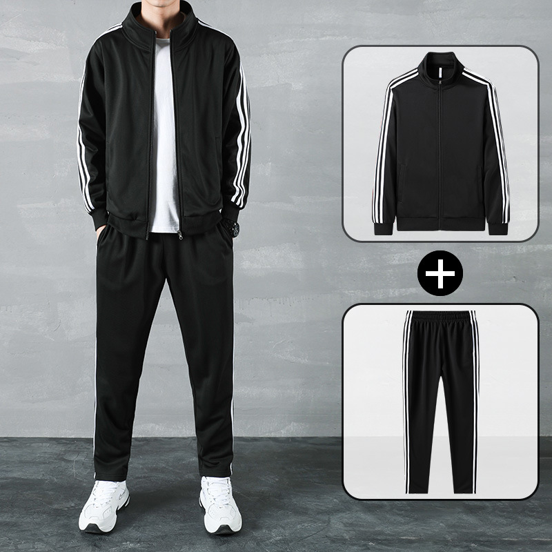 Primavera y otoño juego deportivo de hombre cardigans jeans jóvenes sueltos hombres cuello de pie casuales de dos piezas pantalones de manga larga