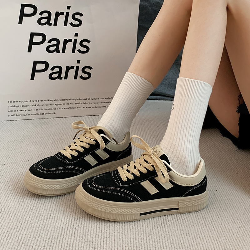 女鞋子潮2025新款小众设计德训板鞋ins百1搭休闲帆布鞋女休闲运动